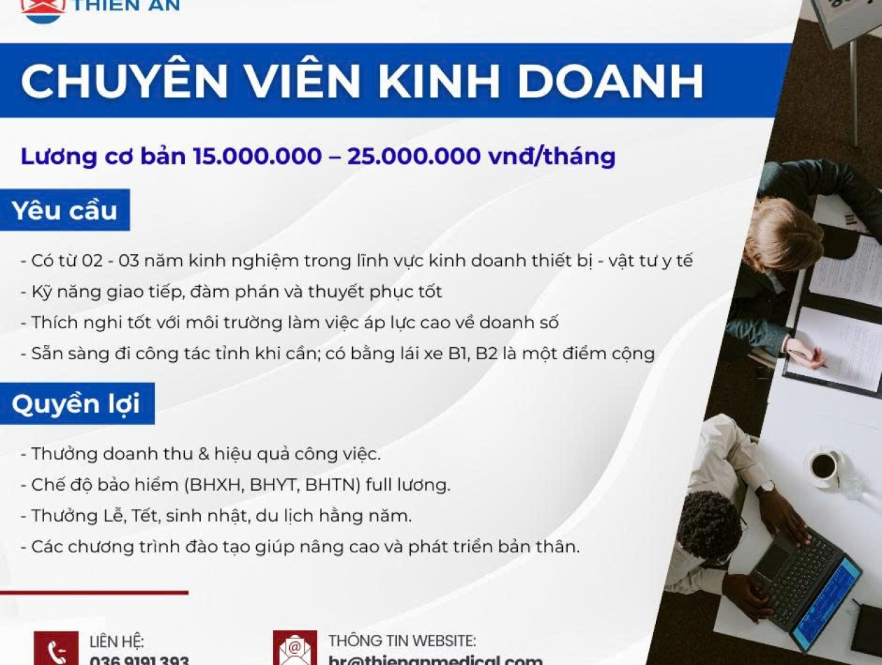 HN - CHUYÊN VIÊN KINH DOANH  VẬT TƯ Y TẾ